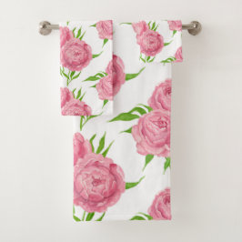 patroon van de waterverf van Peony bouquet Bad Handdoek