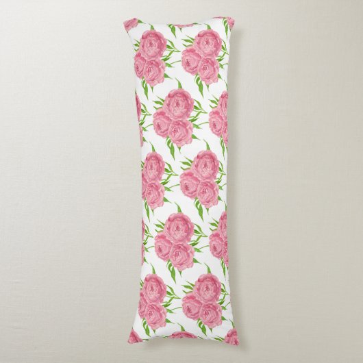 patroon van de waterverf van Peony bouquet Lichaamskussen (Voorkant Verticaal)