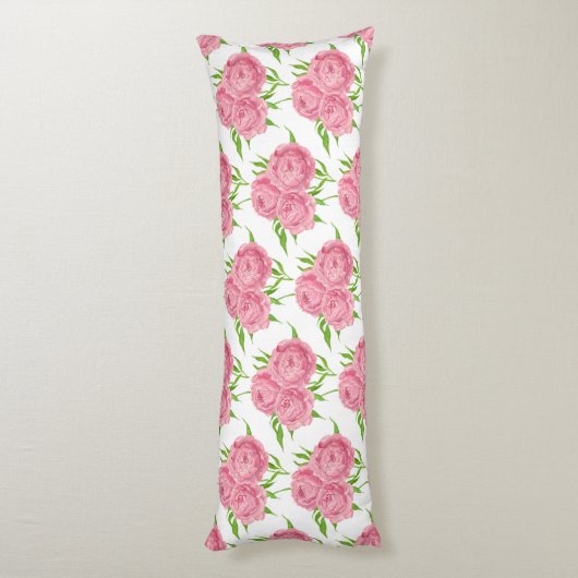 patroon van de waterverf van Peony bouquet Lichaamskussen (Achterkant (Verticaal))