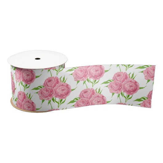 patroon van de waterverf van Peony bouquet Satijnen Lint (Spoel)