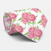 patroon van de waterverf van Peony bouquet Stropdas (Opgerold)