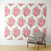 patroon van de waterverf van Peony bouquet Wandkleed (In Situ (horizontaal))