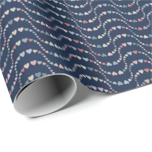 Patroon van de Wavy Harten in roze en blauwe kleur Cadeaupapier