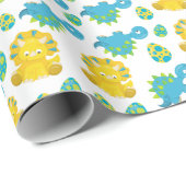 Patroon van dinosaurussen, luidopersen, Baby Dino Cadeaupapier (Rol Hoek)