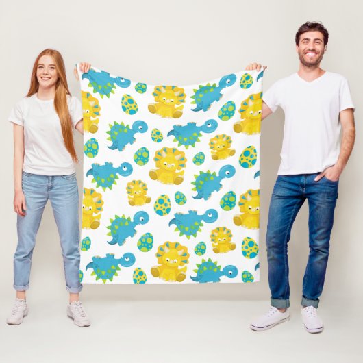 Patroon van dinosaurussen, luidopersen, Baby Dino Fleece Deken (In situ)