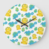 Patroon van dinosaurussen, luidopersen, Baby Dino Grote Klok (Voorkant)