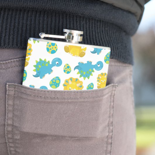 Patroon van dinosaurussen, luidopersen, Baby Dino Heupfles (Voorbeeld)