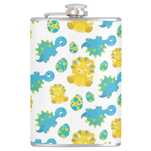 Patroon van dinosaurussen, luidopersen, Baby Dino Heupfles (Voorkant)