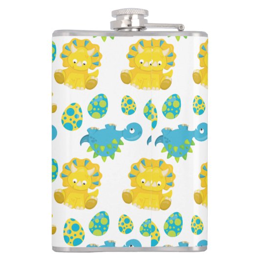 Patroon van dinosaurussen, luidopersen, Baby Dino Heupfles (Achterkant)