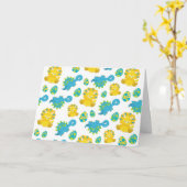 Patroon van dinosaurussen, luidopersen, Baby Dino Kaart (Gele Bloem)