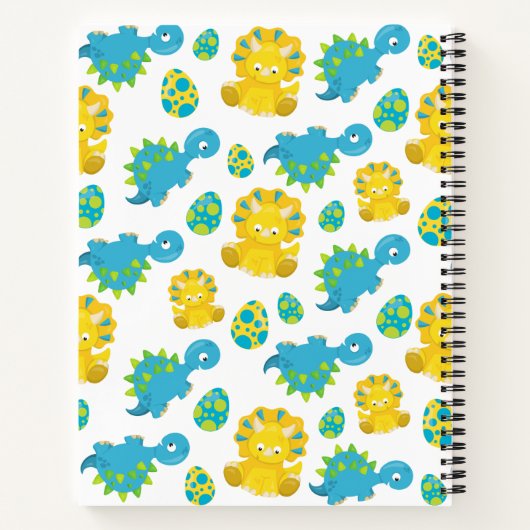 Patroon van dinosaurussen, luidopersen, Baby Dino Notitieboek (Achterkant)