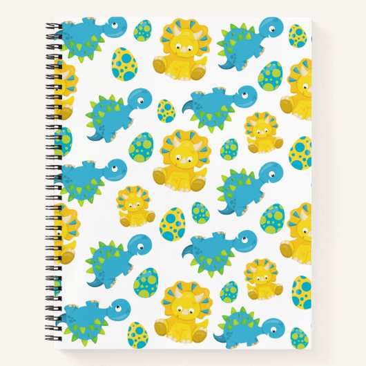 Patroon van dinosaurussen, luidopersen, Baby Dino Notitieboek (Voorkant)