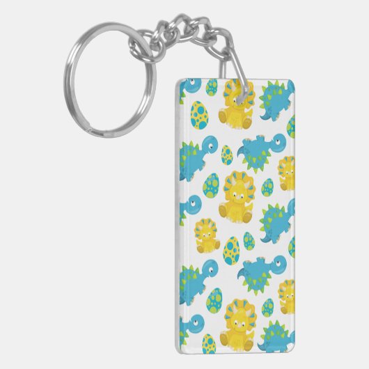 Patroon van dinosaurussen, luidopersen, Baby Dino Sleutelhanger (Voorkant Links)
