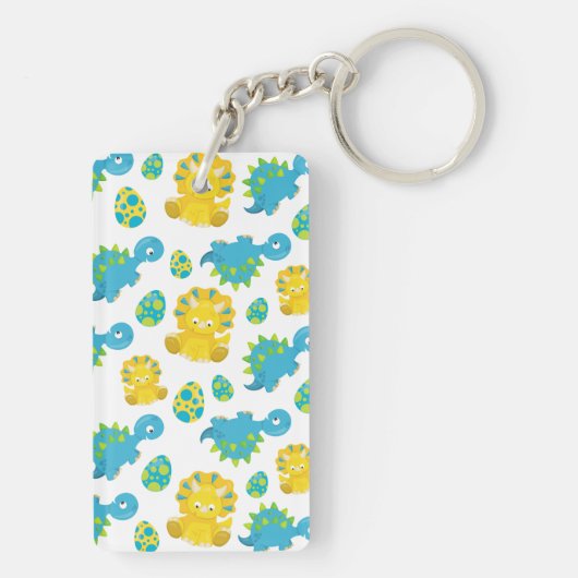 Patroon van dinosaurussen, luidopersen, Baby Dino Sleutelhanger (achterkant)