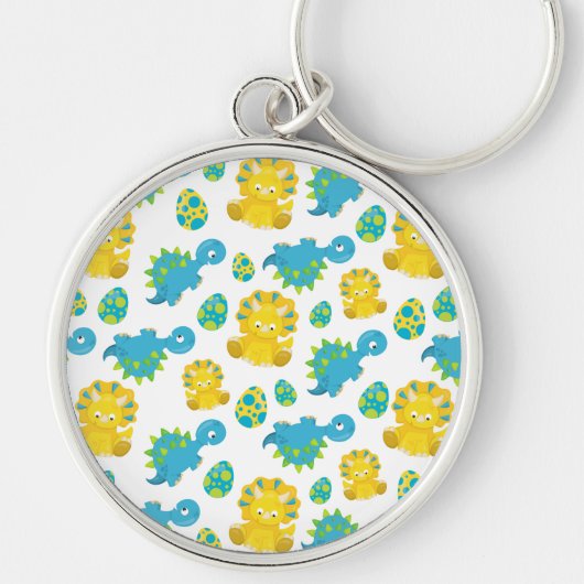 Patroon van dinosaurussen, luidopersen, Baby Dino Sleutelhanger (Voorkant)