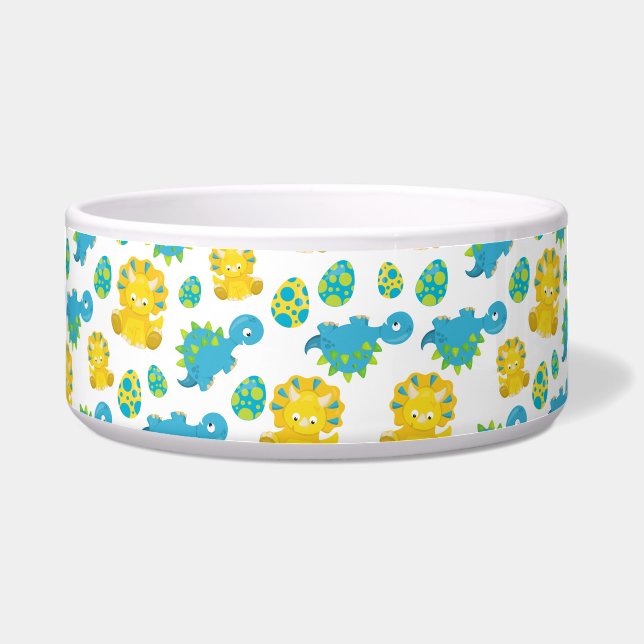 Patroon van dinosaurussen, luidopersen, Baby Dino Voerbakje (Voorkant)