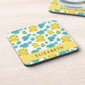 Patroon van dinosaurussen, schattige dinosaurussen bier onderzetter (Linkerzijde)