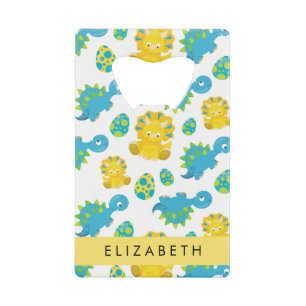 Patroon van dinosaurussen, schattige dinosaurussen creditkaart flessenopener