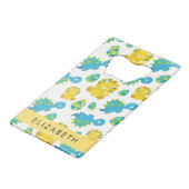 Patroon van dinosaurussen, schattige dinosaurussen creditkaart flessenopener (Voorkant Gekanteld)