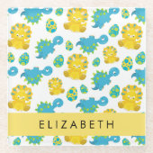 Patroon van dinosaurussen, schattige dinosaurussen glazen onderzetter (Voorkant)