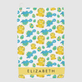 Patroon van dinosaurussen, schattige dinosaurussen golfhanddoek (Voorkant)