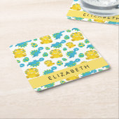 Patroon van dinosaurussen, schattige dinosaurussen kartonnen onderzetters (Schuin)