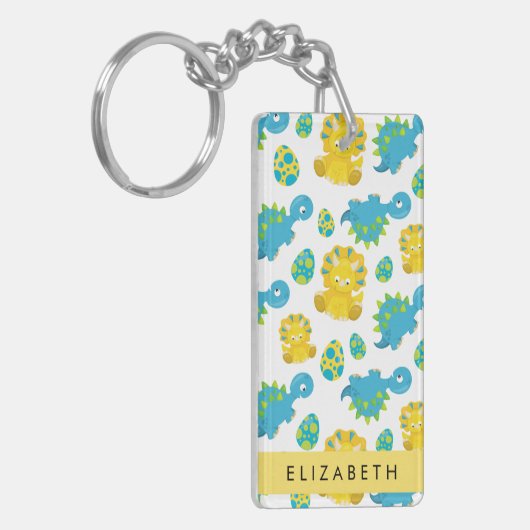 Patroon van dinosaurussen, schattige dinosaurussen sleutelhanger (Voorkant Links)