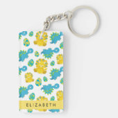 Patroon van dinosaurussen, schattige dinosaurussen sleutelhanger (achterkant)