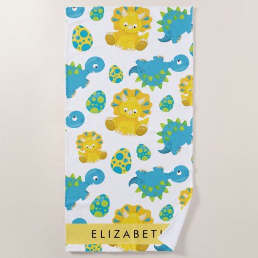 Patroon van dinosaurussen, schattige dinosaurussen strandlaken (Voorkant)