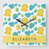 Patroon van dinosaurussen, schattige dinosaurussen vierkante klok (Voorkant)