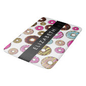 Patroon van donuts, kleurrijke donuts, Jouw naam Badmat (Gekanteld)