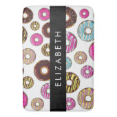 Patroon van donuts, kleurrijke donuts, Jouw naam Badmat (Voorkant Verticaal)