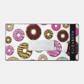 Patroon van donuts, kleurrijke donuts, Jouw naam Bureaumat (Keyboard & Muis)
