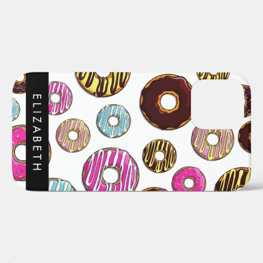 Patroon van donuts, kleurrijke donuts, Jouw naam Case-Mate iPhone Case (Achterkant (horizontaal))