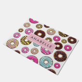 Patroon van donuts, kleurrijke donuts, Jouw naam Deurmat (Schuin)