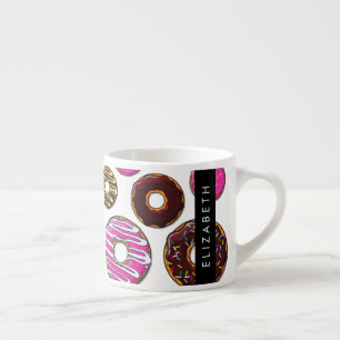 Patroon van donuts, kleurrijke donuts, Jouw naam Espresso Kop