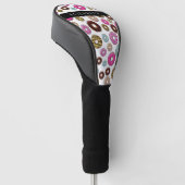 Patroon van donuts, kleurrijke donuts, Jouw naam Golfheadcover (Schuin)