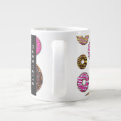 Patroon van donuts, kleurrijke donuts, Jouw naam Grote Koffiekop (Achterkant)