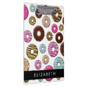 Patroon van donuts, kleurrijke donuts, Jouw naam Klembord (Rechts)