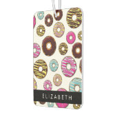 Patroon van donuts, kleurrijke donuts, Jouw naam Luchtverfrisser (Links)