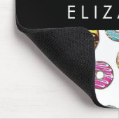 Patroon van donuts, kleurrijke donuts, Jouw naam Muismat (Hoek)