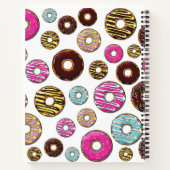 Patroon van donuts, kleurrijke donuts, Jouw naam Notitieboek (Achterkant)