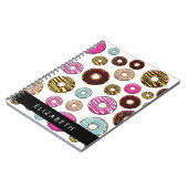 Patroon van donuts, kleurrijke donuts, Jouw naam Notitieboek (Linkerzijde)