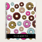 Patroon van donuts, kleurrijke donuts, Jouw naam Planner (Voorkant)