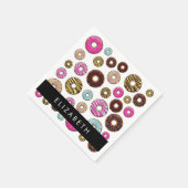 Patroon van donuts, kleurrijke donuts, Jouw naam Servet (Hoek)