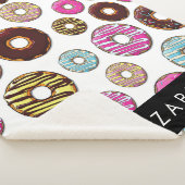 Patroon van donuts, kleurrijke donuts, Jouw naam Sherpa Deken (3/4)