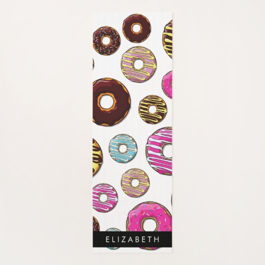 Patroon van donuts, kleurrijke donuts, Jouw naam Yogamat (Achterkant)