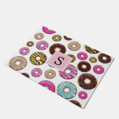 Patroon van donuts, kleurrijke donuts, monogram deurmat (Schuin)