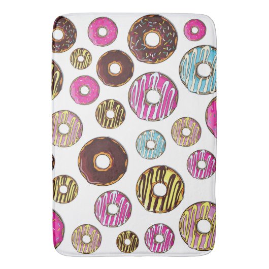 patroon van donuts, kleurrijke donuts, sproeten badmat (Voorkant Verticaal)