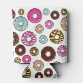 patroon van donuts, kleurrijke donuts, sproeten blikjeskoeler (Achterkant)